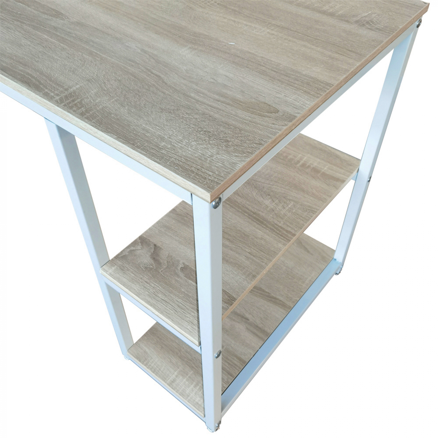 Bureau Stoer - computertafel - industrieel design - met opbergruimte - wit bruin - Meubel Plein Bureau Stoer - computertafel - industrieel design - met opbergruimte - wit bruin - Meubel Plein