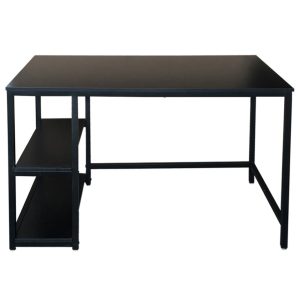 Bureau Stoer - computertafel - industrieel design - met opbergplanken - zwart