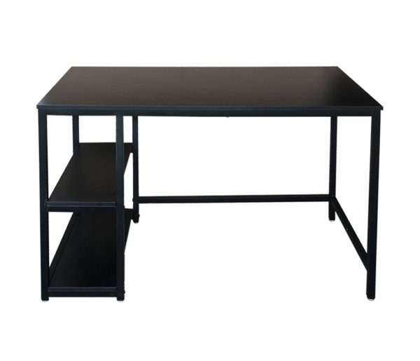 Bureau Stoer - computertafel - industrieel design - met opbergplanken - zwart - Meubel Plein