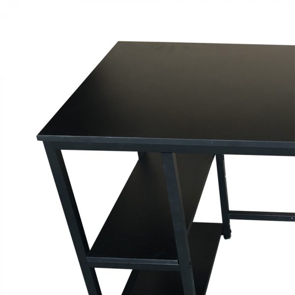 Bureau Stoer - computertafel - industrieel design - met opbergplanken - zwart - Meubel Plein