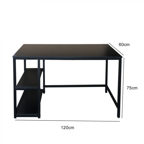 Bureau Stoer - computertafel - industrieel design - met opbergplanken - zwart - Meubel Plein