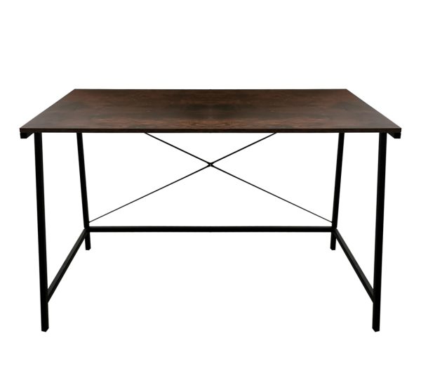 Bureau laptop computer tafel Stoer - industrieel vintage - zwart metaal bruin hout - Meubel Plein