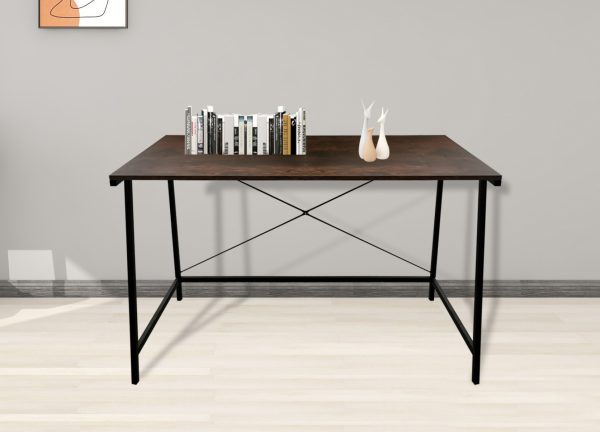 Bureau laptop computer tafel Stoer - industrieel vintage - zwart metaal bruin hout - Meubel Plein