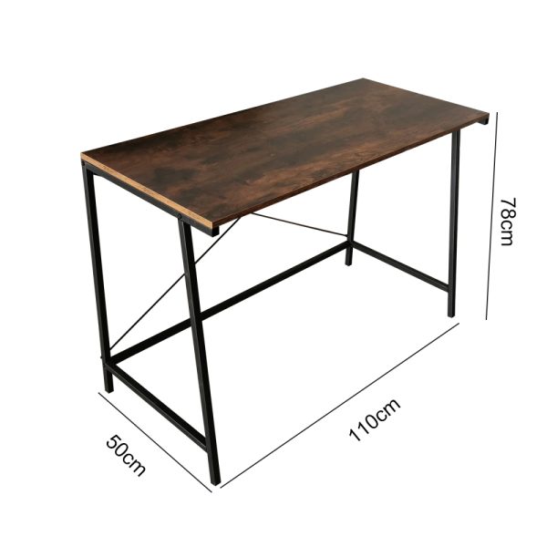 Bureau laptop computer tafel Stoer - industrieel vintage - zwart metaal bruin hout - Meubel Plein