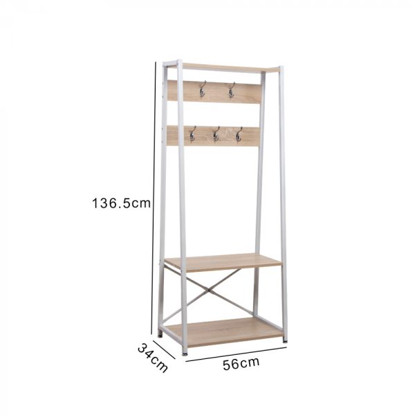 Staande kapstok Garderobe rek industrieel Stoer met schoenenrek 136 cm hoog - Meubel Plein