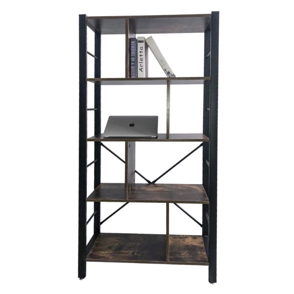 Wandkast boekenkast Stoer industrieel design metaal hout 154 cm hoog - Meubel Plein