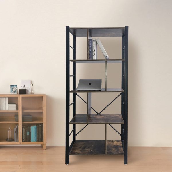 Wandkast boekenkast Stoer industrieel design metaal hout 154 cm hoog - Meubel Plein