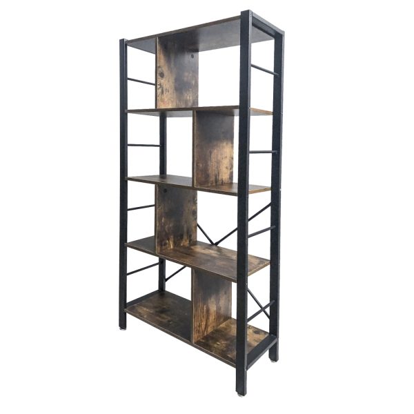 Wandkast boekenkast Stoer industrieel design metaal hout 154 cm hoog - Meubel Plein