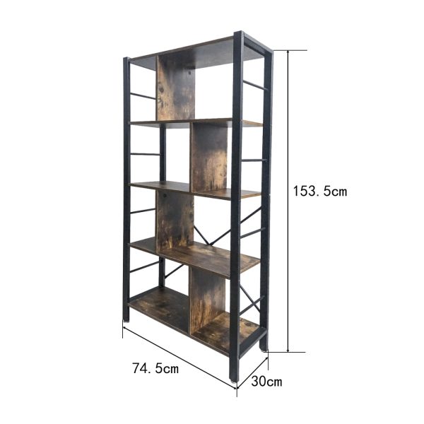 Wandkast boekenkast Stoer industrieel design metaal hout 154 cm hoog - Meubel Plein
