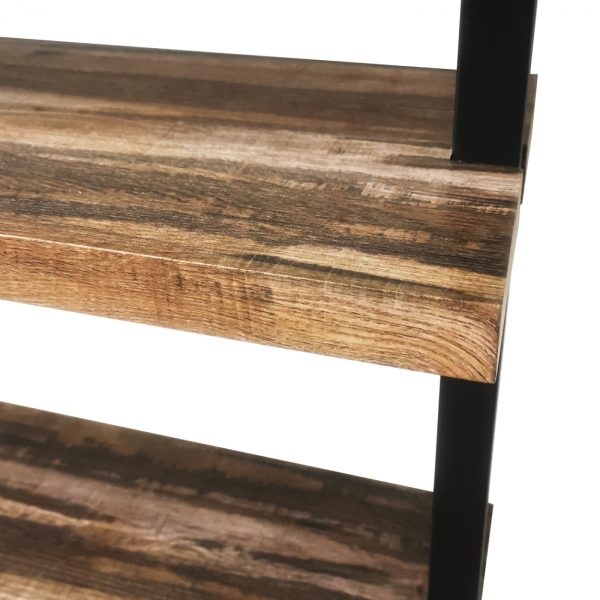 Wandkast wandrek ladder Stoer metaal hout industrieel design open boekenkast 152 cm hoog zwart - Meubel Plein