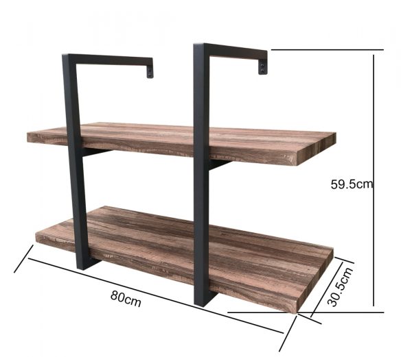 Wandrek ladder Stoer - wandplank boekenkast - wandkast - industrieel - 2 opbergplanken - Meubel Plein