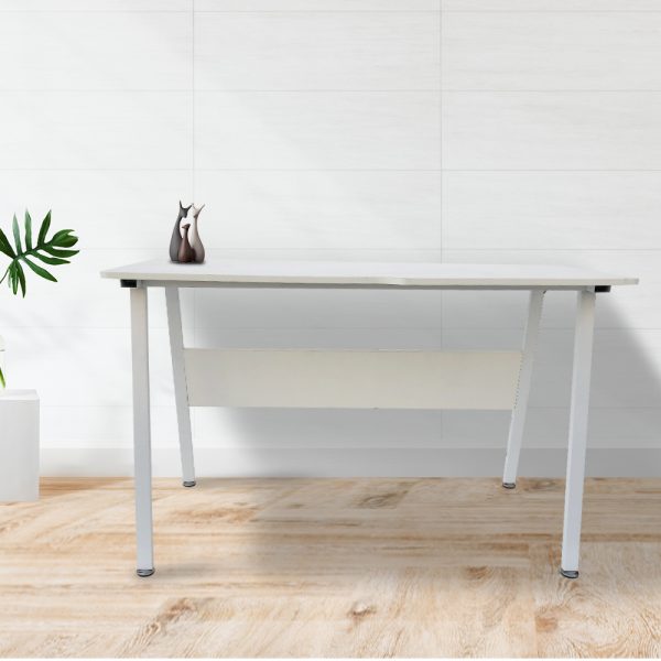 Computertafel bureau Stoer - industrieel modern - 130 cm breed - wit frame wit tafelblad - Meubel Plein