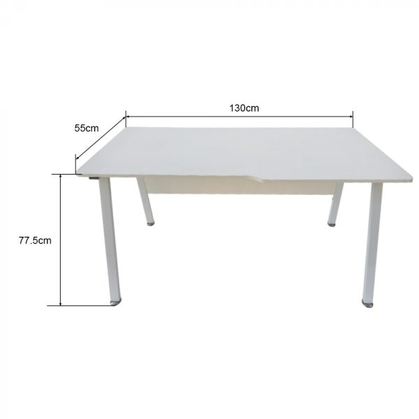 Computertafel bureau Stoer - industrieel modern - 130 cm breed - wit frame wit tafelblad - Meubel Plein