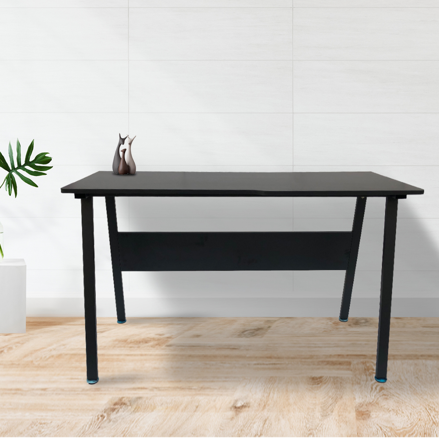 Computertafel bureau Stoer - industrieel modern - 130 cm breed - zwart frame en tafelblad - alternatieve afbeelding