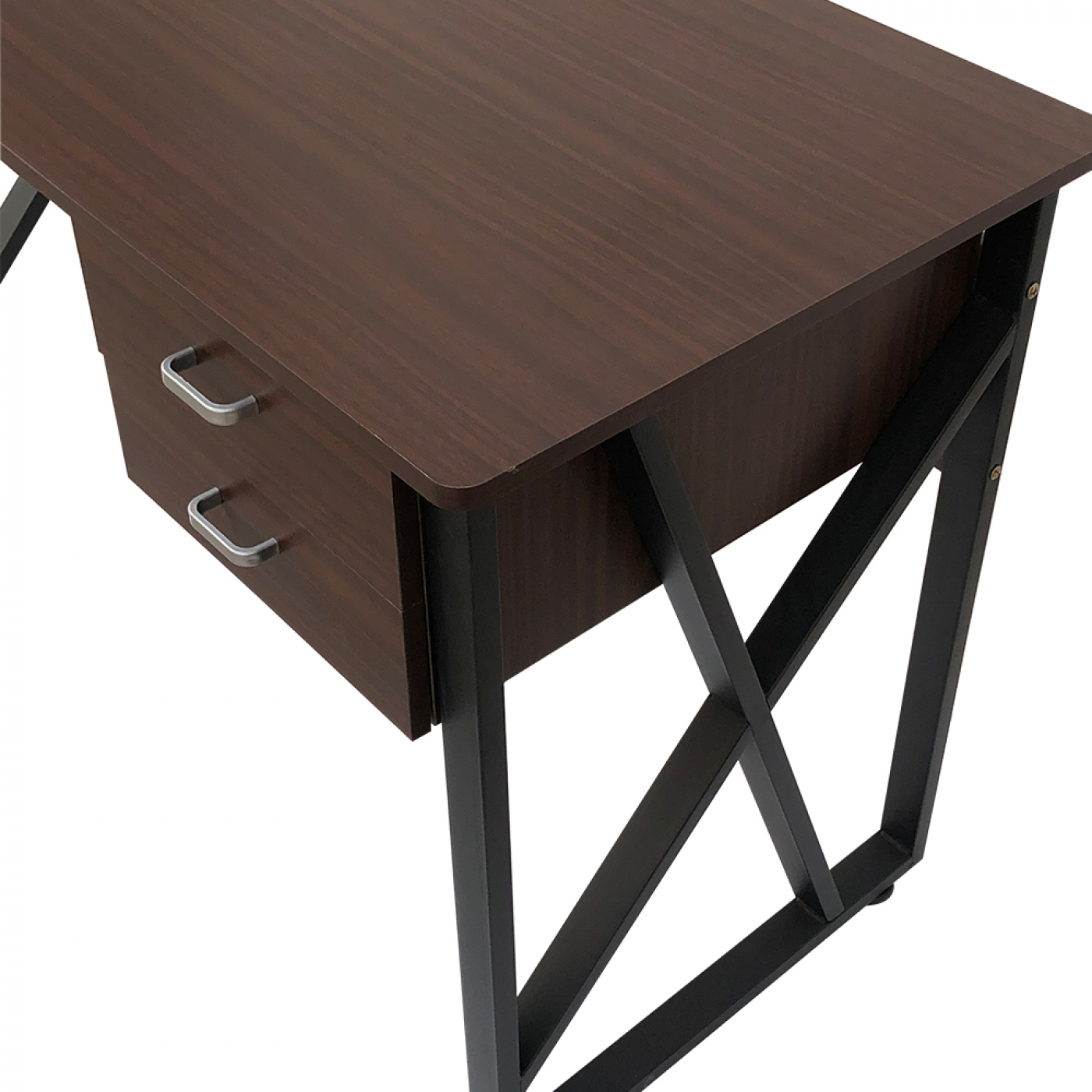 Bureau computer tafel Stoer - laptop buro - zwart metaal bruin hout - Meubel Plein Bureau computer tafel Stoer - laptop buro - zwart metaal bruin hout - Meubel Plein