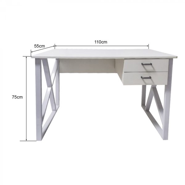 Bureau computer tafel Stoer - laptop buro - industrieel modern - metaal hout - wit - Meubel Plein