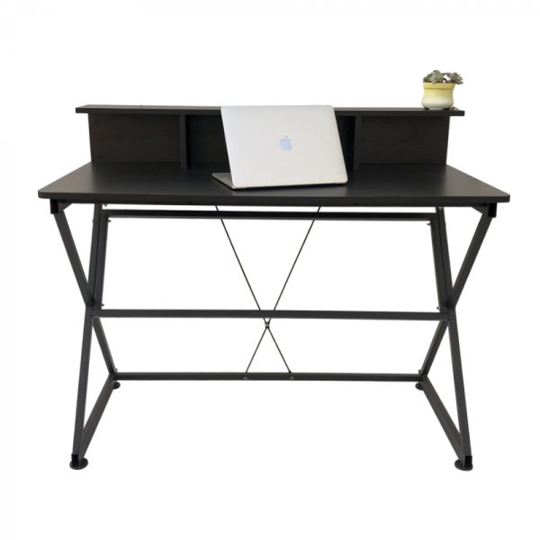 Bureau tafel computer laptop Stoer - industrieel moderne stijl - 110 cm breed - zwart - Meubel Plein