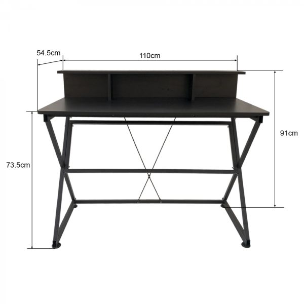 Bureau tafel computer laptop Stoer - industrieel moderne stijl - 110 cm breed - zwart - Meubel Plein