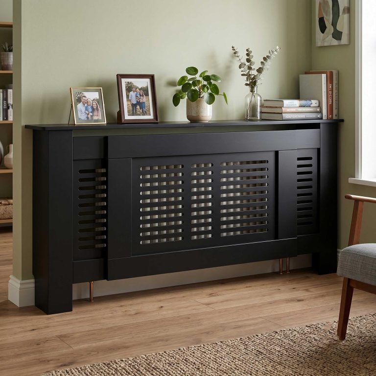 VDD Radiatorombouw - Uitschuifbaar tot 190 cm breed - Hout - Zwart - alternatieve afbeelding