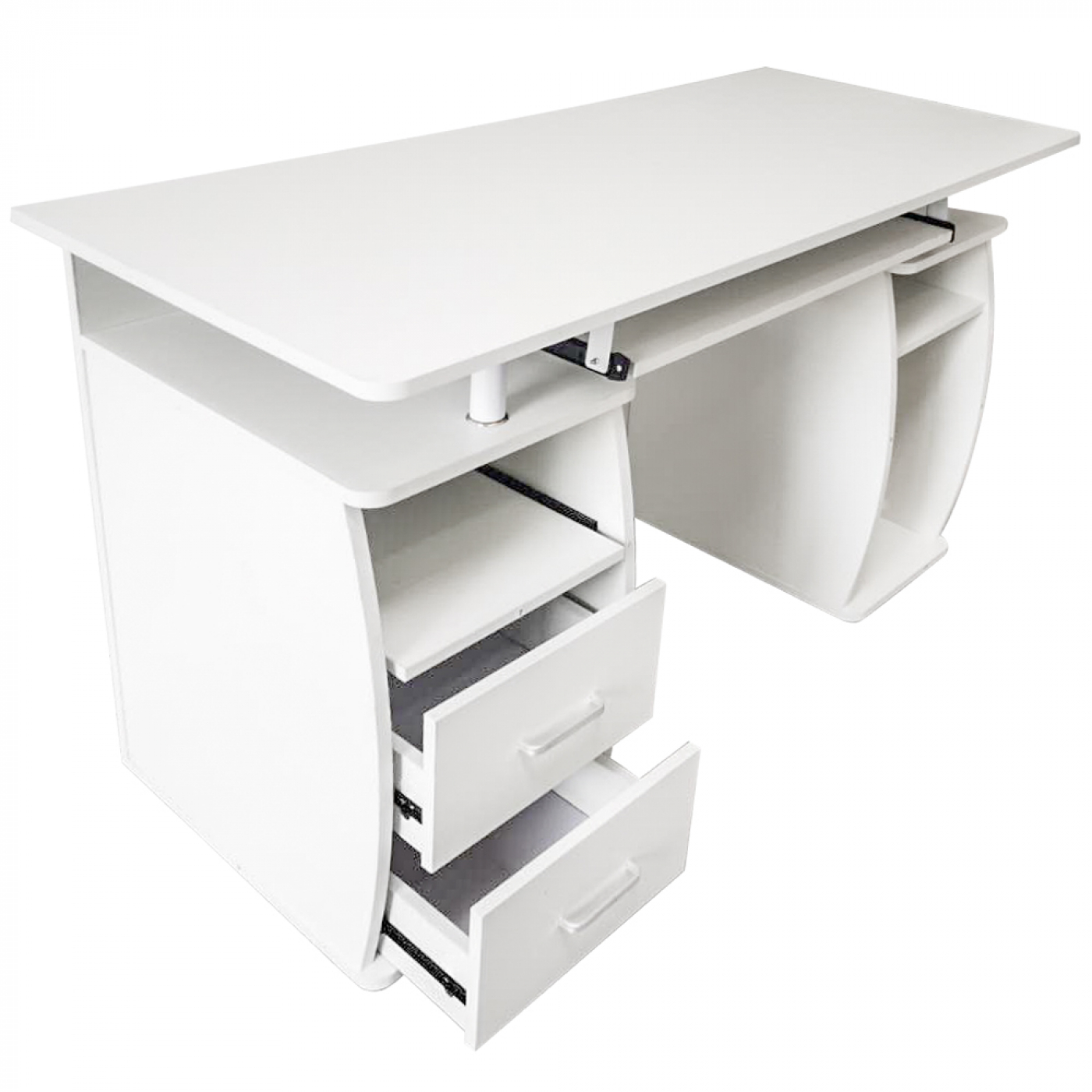 Bureau computertafel - praktisch veel opbergruimte in lades en vakken - 120 cm breed - wit - Meubel Plein Bureau computertafel - praktisch veel opbergruimte in lades en vakken - 120 cm breed - wit - Meubel Plein