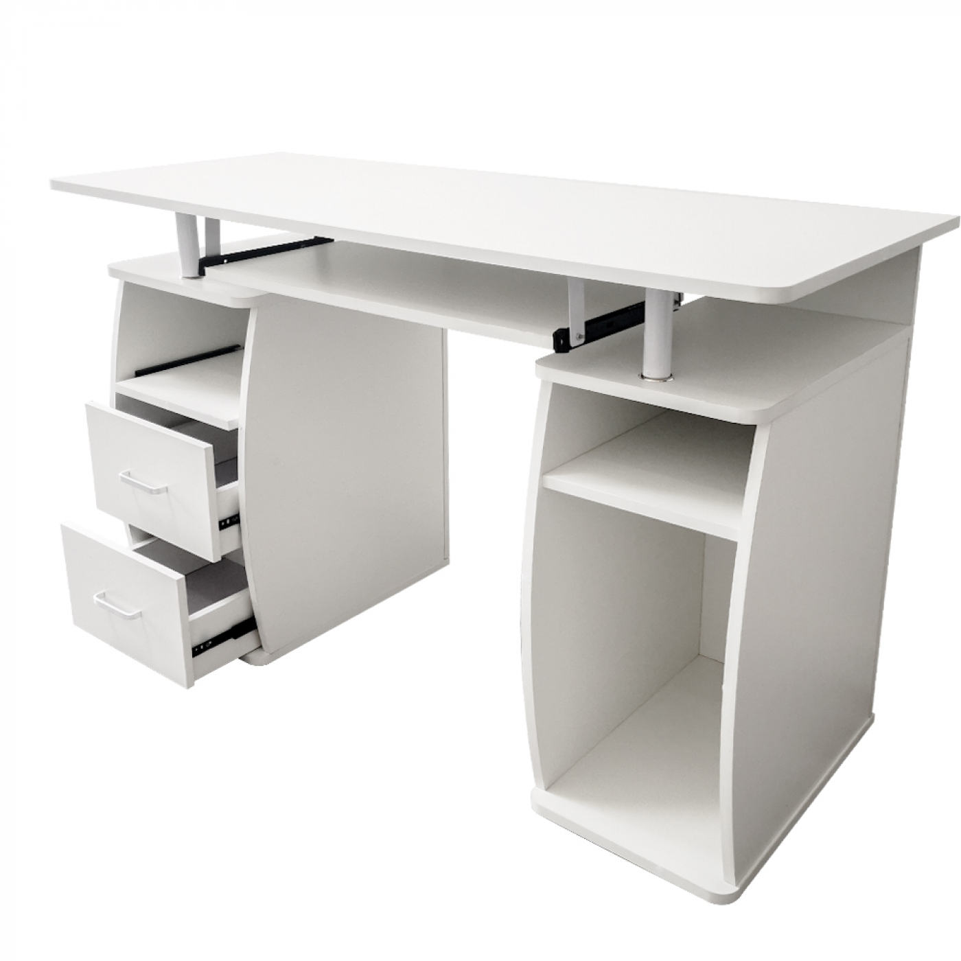 Bureau computertafel - praktisch veel opbergruimte in lades en vakken - 120 cm breed - wit - Meubel Plein Bureau computertafel - praktisch veel opbergruimte in lades en vakken - 120 cm breed - wit - Meubel Plein