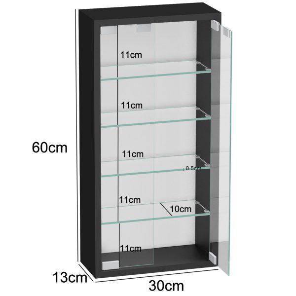 Vitrinekast staande hangende wandvitrine - 30 x 60 x 13 cm - Meubel Plein
