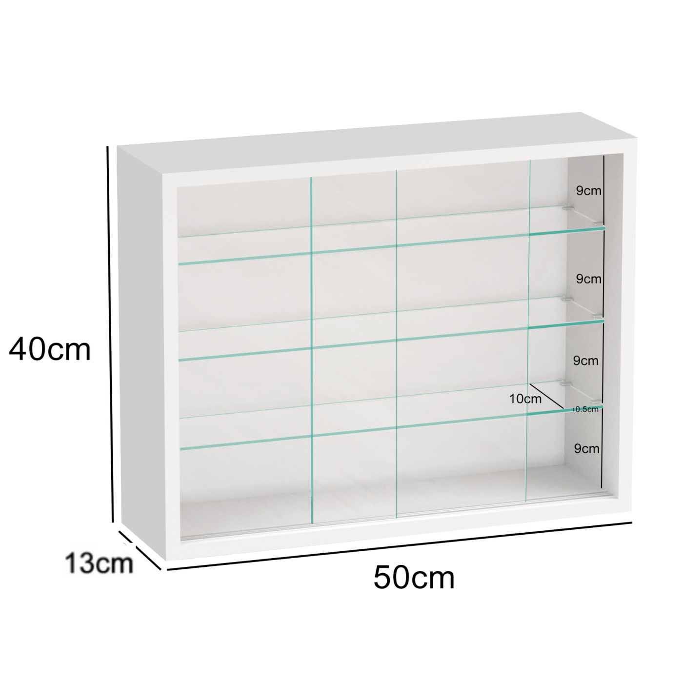 Vitrinekast staande hangende wandvitrine - schuifdeuren - 50 x 40 x 13 cm - Meubel Plein Vitrinekast staande hangende wandvitrine - schuifdeuren - 50 x 40 x 13 cm - Meubel Plein