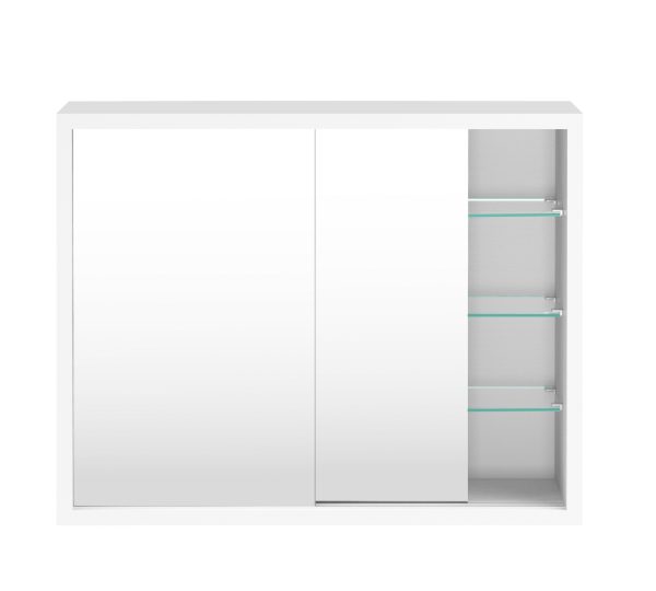 Medicijnkastje - spiegelkast boven wastafel badkamer toilet - schuifdeuren - 50 x 40 x 14 cm - Meubel Plein