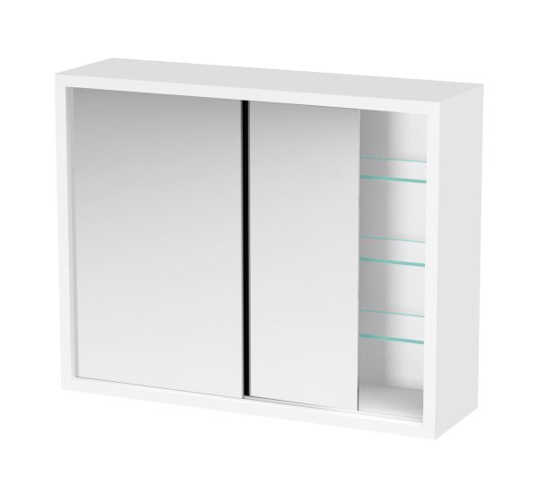 Medicijnkastje - spiegelkast boven wastafel badkamer toilet - schuifdeuren - 50 x 40 x 14 cm - Meubel Plein