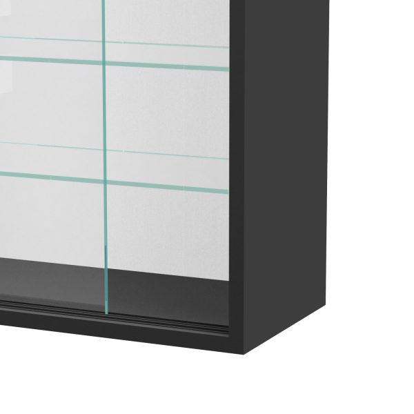 Vitrinekast staande hangende wandvitrine - schuifdeuren - 60 x 105 x 20 cm - Meubel Plein