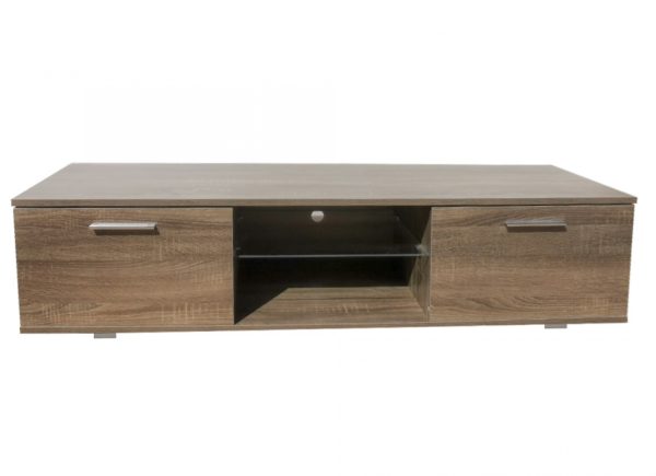 TV meubel dressoir Tenus - media meubel - met verlichting - 140 cm breed - donkerbruin - Meubel Plein