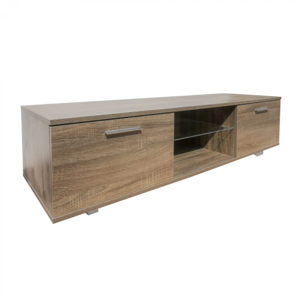 TV meubel dressoir Tenus - media meubel - met verlichting - 140 cm breed - donkerbruin - Meubel Plein