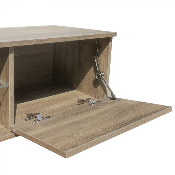 TV meubel dressoir Tenus - media meubel - met verlichting - 140 cm breed - donkerbruin - Meubel Plein