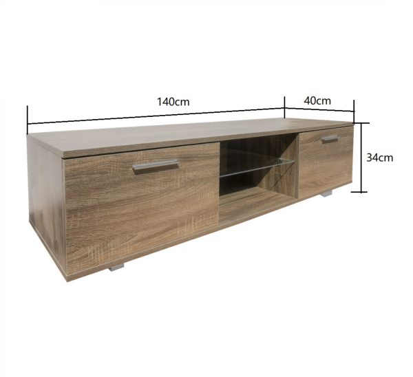 TV meubel dressoir Tenus - media meubel - met verlichting - 140 cm breed - donkerbruin - Meubel Plein