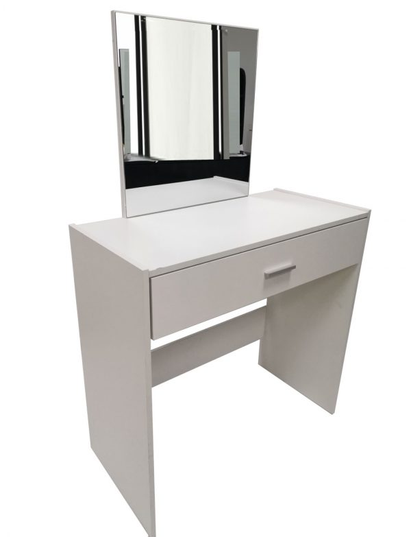 Kaptafel make up visagie opmaaktafel met spiegel en lade wit - Meubel Plein