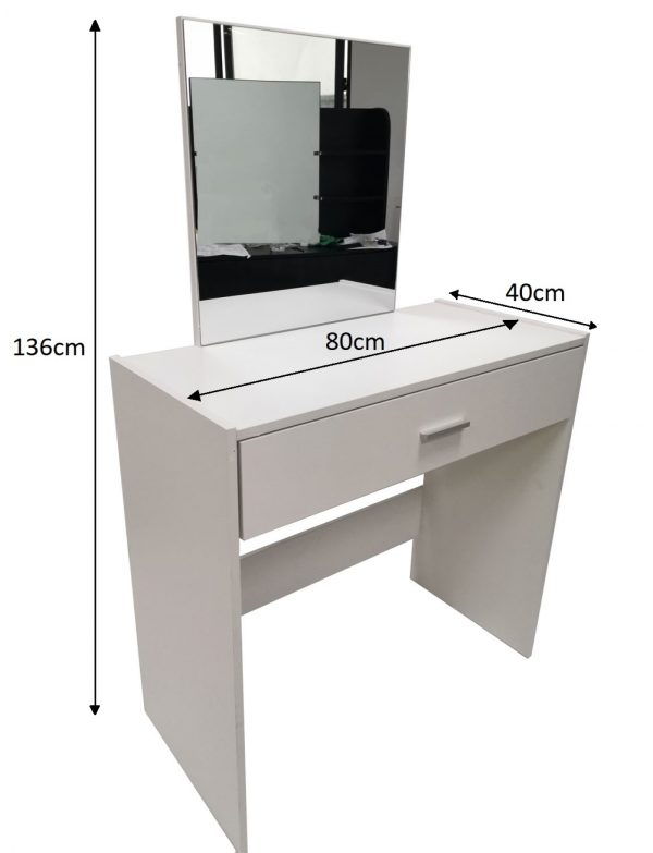 Kaptafel make up visagie opmaaktafel met spiegel en lade wit - Meubel Plein