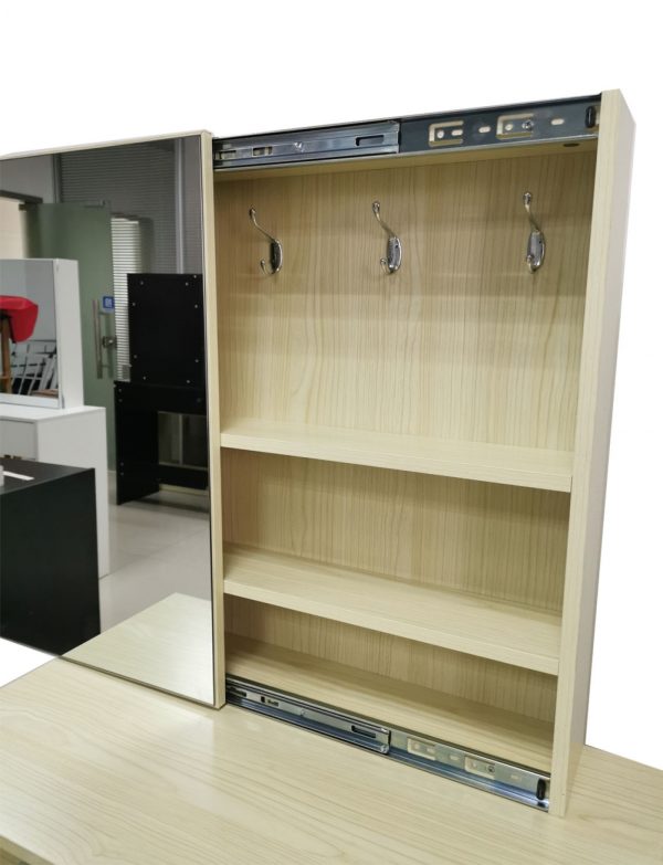 Kaptafel make up visagie opmaaktafel met spiegelkastje en opberglade lichtbruin - Meubel Plein