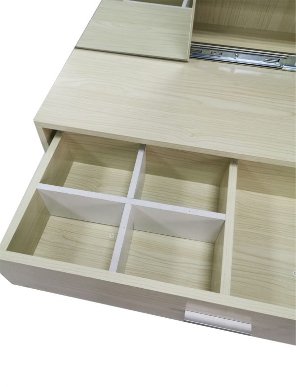 Kaptafel make up visagie opmaaktafel met spiegelkastje en opberglade lichtbruin - Meubel Plein