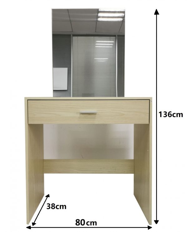 Kaptafel make up visagie opmaaktafel met spiegelkastje en opberglade lichtbruin - Meubel Plein