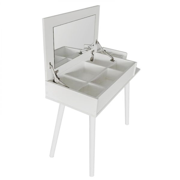 Kaptafel make up visagie opmaaktafel bureau met inklapbare spiegel 90 cm breed - Meubel Plein