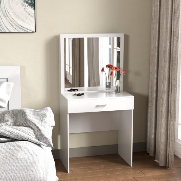 VDD - kaptafel make up visagie opmaaktafel - toilettafel - wit - Meubel Plein