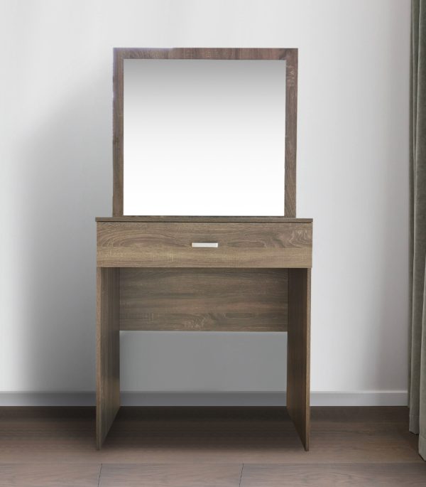 VDD - Kaptafel make up visagie opmaaktafel - toilettafel - met grote spiegel - bruin - Meubel Plein