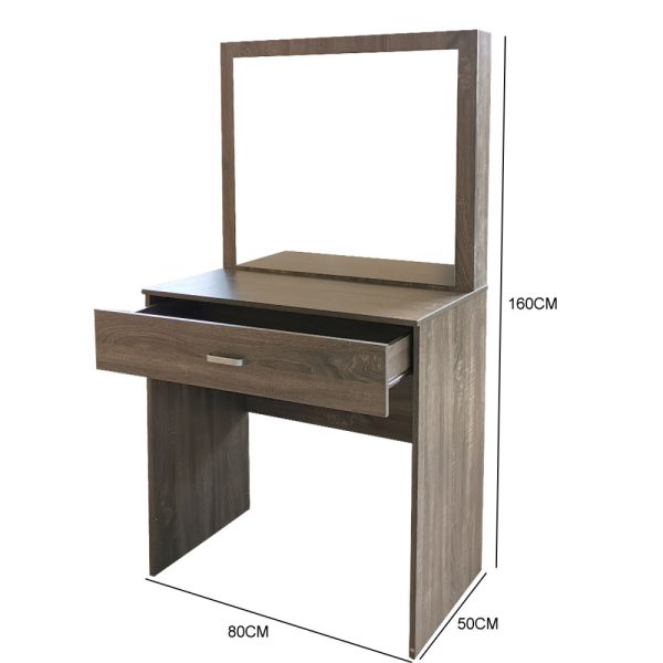 VDD - Kaptafel make up visagie opmaaktafel - toilettafel - met grote spiegel - bruin - Meubel Plein