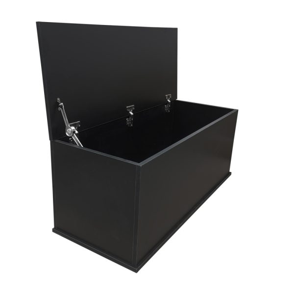 Opbergkist hout - speelgoedkist - dekenkist - 100 cm breed - zwart - Meubel Plein