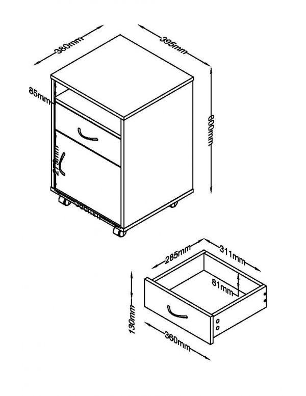 Bureau kastje met wieltjes - ladeblok - verrijdbaar - Meubel Plein