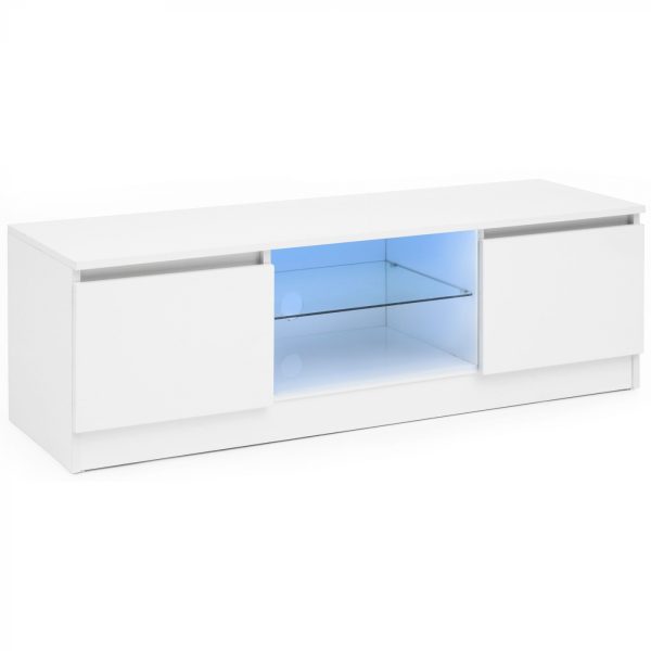 TV meubel - TV kast - led verlichting - 120 cm breed - wit - Meubel Plein