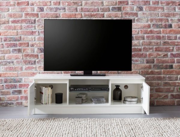 TV meubel - TV kast - led verlichting - 120 cm breed - wit - Meubel Plein
