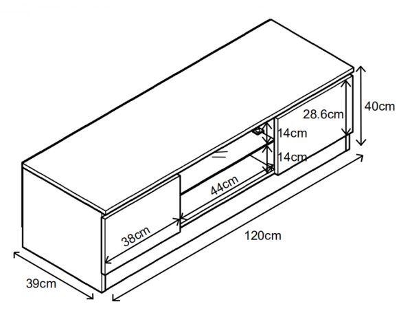 TV meubel - TV kast - led verlichting - 120 cm breed - wit - Meubel Plein