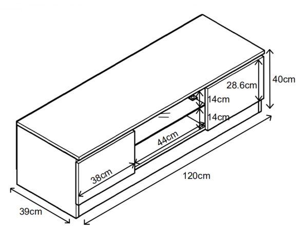 TV meubel dressoir - TV kast - 120 cm breed - zwart - Meubel Plein