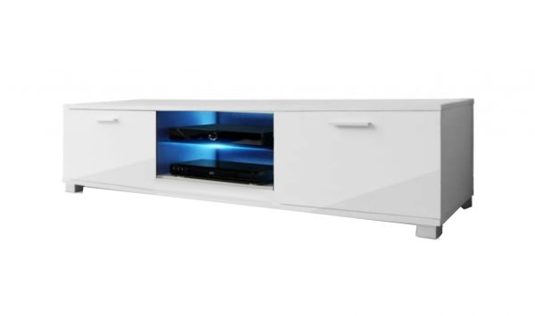 TV meubel - dressoir - led verlichting - 140 cm breed - wit - Meubel Plein